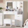 Vanity Desk, Makeup Vanity Desk with Mirror & 9 LED Light Bulbs, 5 Large Drawers and 3 Tiers of Open Shelves for Bedroom - 2 of 4