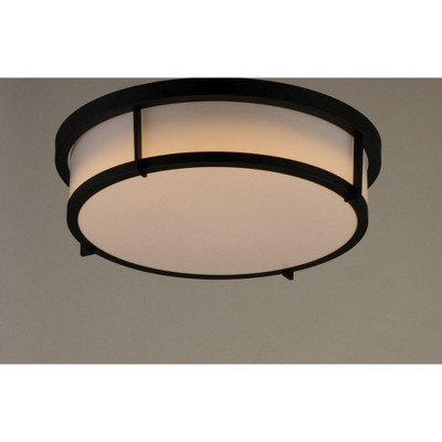 Rogue 13" Black and White Steel-Acrylic Flush Mount with Dimmable LED