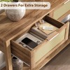 43" Rattan Console with 2 Drawers, Boho 2-Tier Narrow Entryway Table Sofa Behind The Couch with Storage - 4 of 4