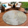 Tan And Brown Abstract Washable Indoor Outdoor Area Rug - 2 of 4