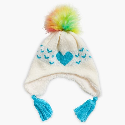 Turtle Fur Toddler Sophie Pom Earflap Beanie - Winter Hat with Ear Flaps