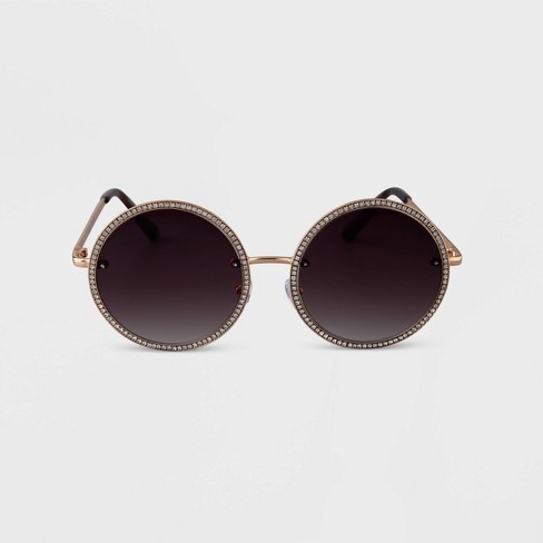 Women's Oversized Metal Round Sunglasses - A New Day™ Gold