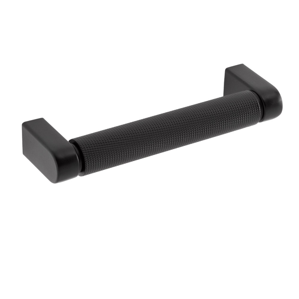 Sumner Street Home Hardware 10pk Kent Knurled 4" Matte Black Pulls: Zinc Cabinet Handles, Powder-Coated Finish, 4.4" Length