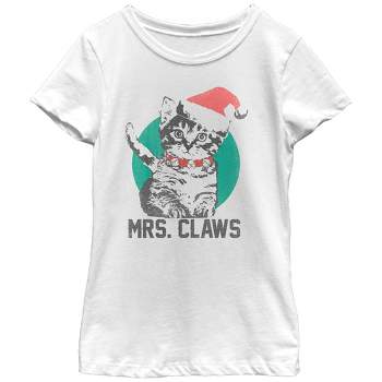 Girl's Lost Gods Christmas Kitten Mrs. Claws T-Shirt