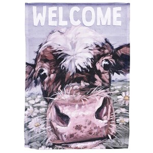 Dicksons Magnolia Garden Welcome Cow Floral White 18 x 13 Polyester Outdoor Garden Flag - 1 of 1