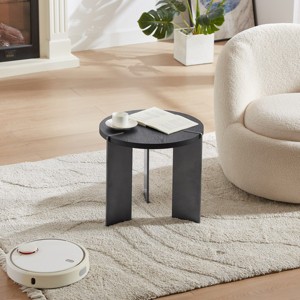 Round Coffee Table with Metal Base,Small Side Table for Living Room or Bedroom,Modern Accent Table - The Pop Home - 1 of 4