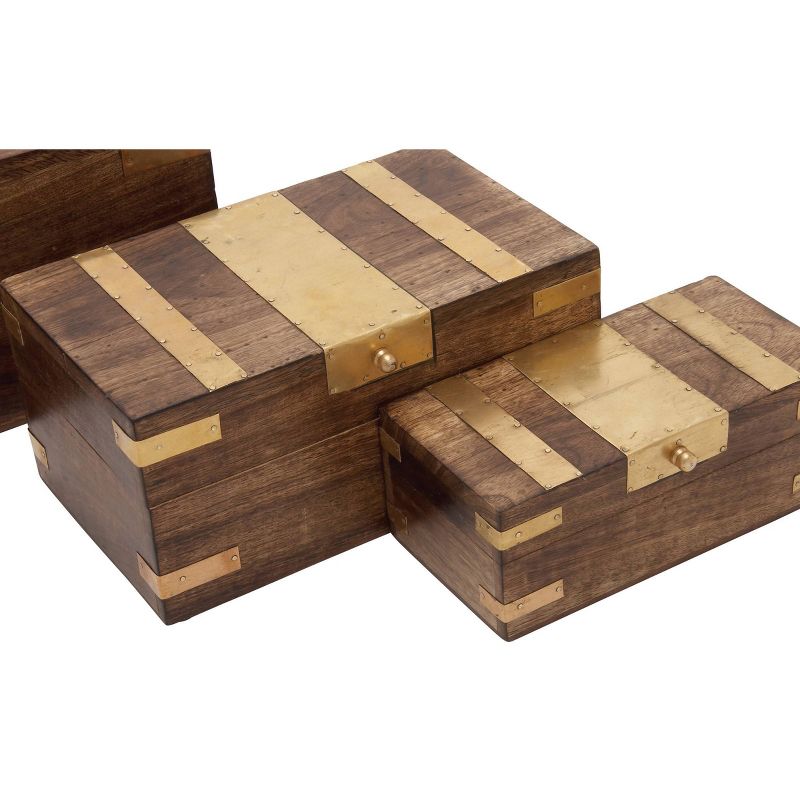 Set of 3 Traditional Brass Inlaid Wooden Boxes - Olivia &#38; May, 5 of 20