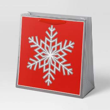 Large Square Single Snowflake Christmas Gift Bag Red - Wondershop™
