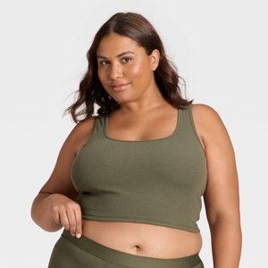 Women's Cotton Blend Ribbed Cropped Tank Top - Auden™ - 1 of 3