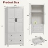 Coolmee Armoire Wardrobe Closet with 2 Drawers, 72" Wooden Wardrobe Cabinet with Hanging Rod, Tall Clothing Armoire Cabinet with Doors - 2 of 4