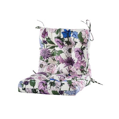 ARTPLAN Outdoor Chair Cushion,High Back Tufted Patio Cushion with Tie for Adirondack Rocker Chair,44"x21"x4",1 Count,Floral