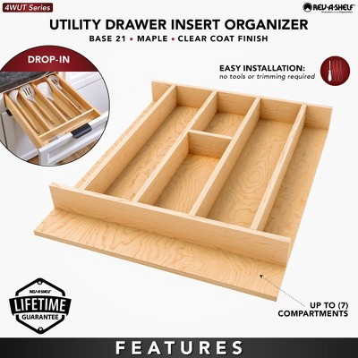 Natural Maple Wood Utensil Drawer Insert with 7 Compartments