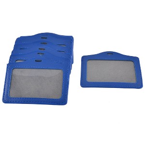 Unique Bargains 10 Pcs Factory Company Blue Faux Leather Horizontal Staff Name Badge ID Card Holder - 1 of 4