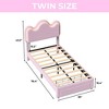 Coolmee Twin/Full Upholstered LED Bed Frame with Storage Drawers, Girls Bed with Flower Headboard, Boucle Princess Platform Bed for Kids/Girls - 2 of 4