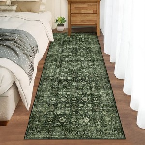 Vintage Rug Living Room Rug Floral Print Rugs with Non-Slip Backing, Low Pile Non-Shedding Area Rug - 1 of 4