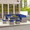 Resenkos Wicker Outdoor Patio Furniture Set, L-Shaped 7 Pieces Outdoor Dining Sectional Sofa, Gray - 3 of 4