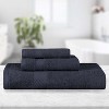 Modern Solid Classic Luxury Cotton 3 Piece Bath, Face, and Hand Towel Set by Blue Nile Mills - 2 of 4