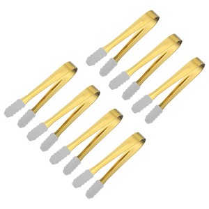 Unique Bargains Stainless Steel Tiny Desserts Ice Tongs with Silicone Head 7 Pcs - 1 of 4
