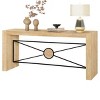64 Inch Long Wood Console Table, Farmhouse Dining Table With Angled Metal Frame, Sofa Table For Hallway, Living Room-Cuddlewood - 3 of 4