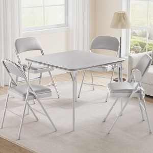 Folding Card Table, 37.7 Inch Portable Square Folding Table with PU Soft Cushion for Living Room and Dining Room - 1 of 4