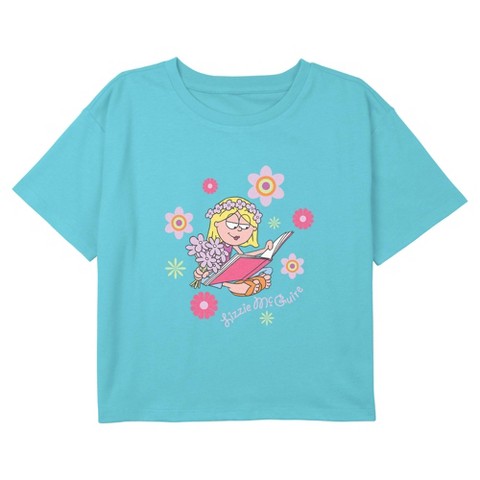 Lizzie McGuire Girl's Lizzie McGuire Floral Girl Graphic Graphic Cropped T-Shirt - Blue - Medium