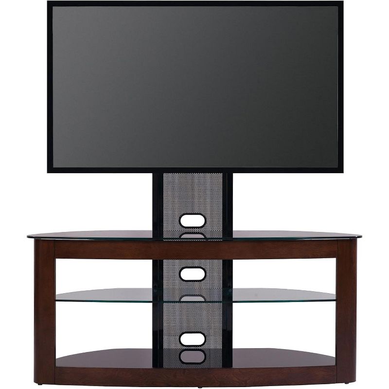 TransDeco Flat panel TV mounting system w/ 3 AV shelves for up to 80Inch plasma or LCD/LED TVs - Dark Oak / Black, 2 of 3