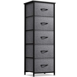 Sorbus Narrow 5 Drawers Nightstand with Steel Frame, Wood Top, Easy Pull Fabric Bins for Home, Bedroom, Office & Dorm - 1 of 4