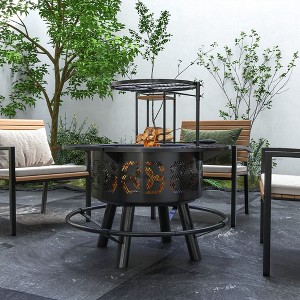 CAVINAS Table Top Firepit with Poker Outdoor Fire Pit Durable Tabletop Fire Pit for Outdoor Grilling and Travel - 1 of 4