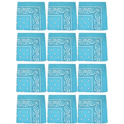 12 Pack Paisley Print Cotton Bandanas Dozen Reusable Scarf, Mask, Hair Tie