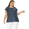 Agnes Orinda Women's Plus Size Summer Chiffon Floral Polka Dots Round Neck Blouses - 3 of 4