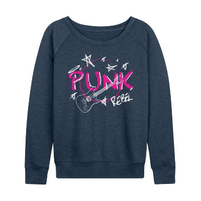 Women's - Instant Message - Punk Guitare Lightweight French Terry Wide Neck Long Sleeve Shirt
