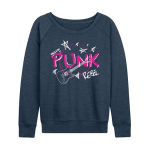 Women's - Instant Message - Punk Guitare Lightweight French Terry Wide Neck Long Sleeve Shirt - 1 of 4