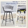25" Swivel Counter Stools Set of 2 with Cotton Linen Cushions and Metal Frame for Kitchen Island-3irtyhousy - 3 of 4