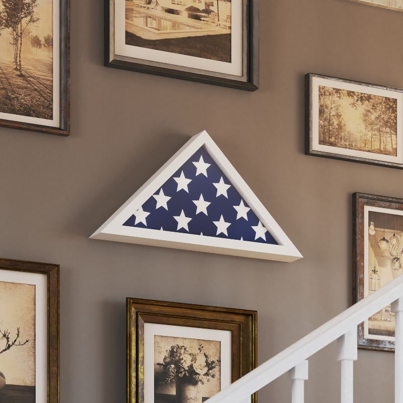 Merrick Lane Solid Wood Military Memorial Flag Display Case for 9.5' x 5' American Veteran Flag, 2 of 10