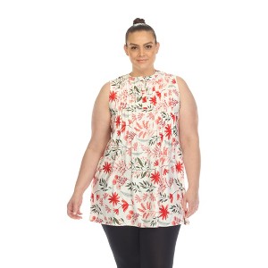 Plus Size Floral Sleeveless Tunic Top - White Mark - 1 of 4
