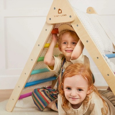 Vibrant Rainbow Indoor Climbing Set with Slide