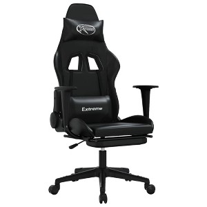 vidaXL Massage Gaming Chair with Footrest, Black, Faux Leather - 1 of 4