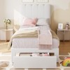 Twin Bed Frame with Under-Bed Drawer, Upholstered Platform Bed with Wave Headboard for Kids/Girls No Box Spring Needed - 4 of 4