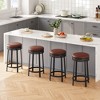 Backless Round 24.4" Counter Height Bar Chair with Upholstered PU Leather Cushion for Kitchen Home Bar - 3 of 4