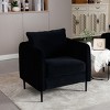 Mid-Century Velvet Accent Chair with Pillow and Metal Legs,Modern Comfy Armchair for Living Room or Home Office-Cuddlewood - 3 of 4