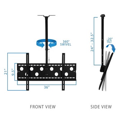 Mount-It Black Full Motion Ceiling TV Mount for 42-90 Inch Screens