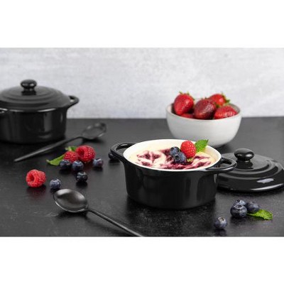 Black Ceramic Mini Casserole Dishes with Lids, Set of 4