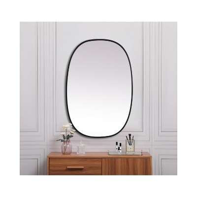 Black Oval Full Length Metal Frame Bathroom Mirror