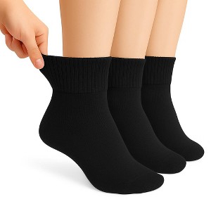 AWS/American Made Non-Binding Diabetic Ankle Socks – 3 Pair Pack, Moisture-Wicking Cotton (Unisex for Men & Women) - 1 of 4