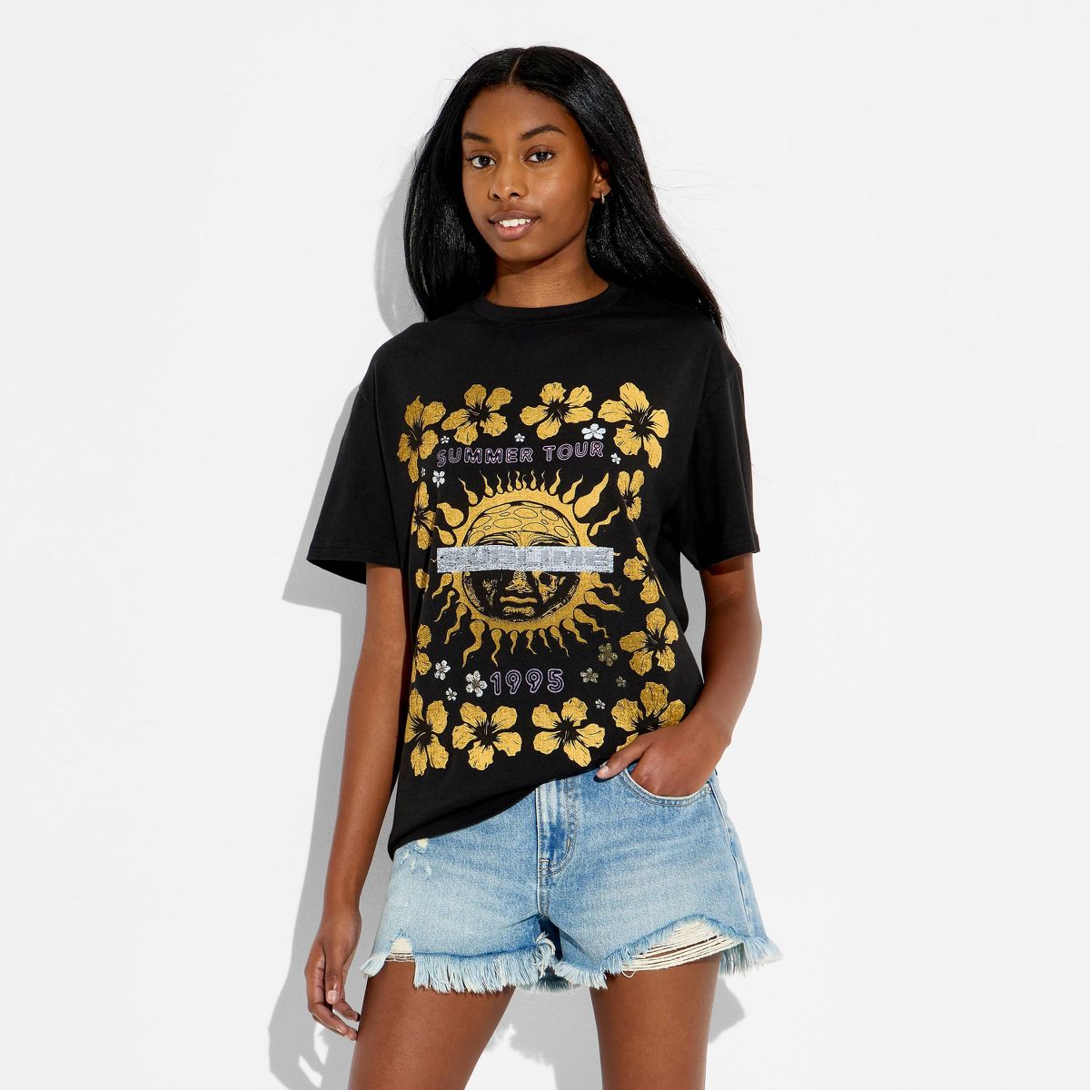 Women's Sublime Oversized Short Sleeve Graphic T-Shirt - Black - thumbnail 2