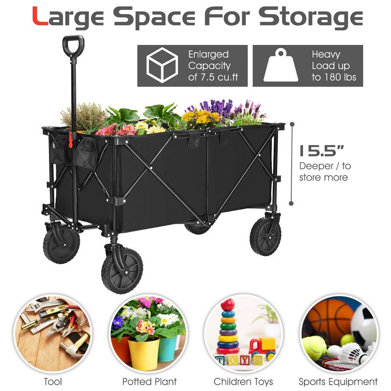 Costway Collapsible Folding Wagon Cart Outdoor Utility Garden Trolley Buggy Shopping Toy, 5 of 11