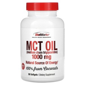 DietWorks Mct Oil Softgels, Supports Fat Burning, Boost Metabolism, Natural Source of Energy, Promotes Weight Loss, Keto and Paleo Friendly, 90 Count - 1 of 2