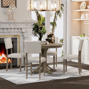YOOCOZZ  5-Piece Round Dining Set with Curved Trestle Legs - 1 of 4