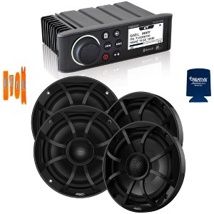 Fusion MS-RA70N Marine AM/FM/BT/NEMA2000 Stereo with 2 Pair Wet Sounds RECON 6-BG High Output 6.5" Marine Coaxial Speakers, Black Grill - 1 of 4