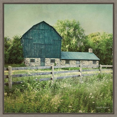 Blissful Country Barn Summer Framed Canvas Wall Art